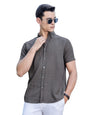 Thomas Scott Mens | Self Designed | Short Sleeves | Solid | Button Down Collar | Slim Fit | Polyster Blend | Shirt | (TS1717_Br