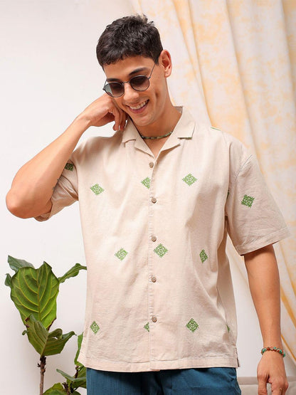 The Indian Garage Co Mens Relaxed Fit Shirt (0823-SHEMRS-16-01_Natural