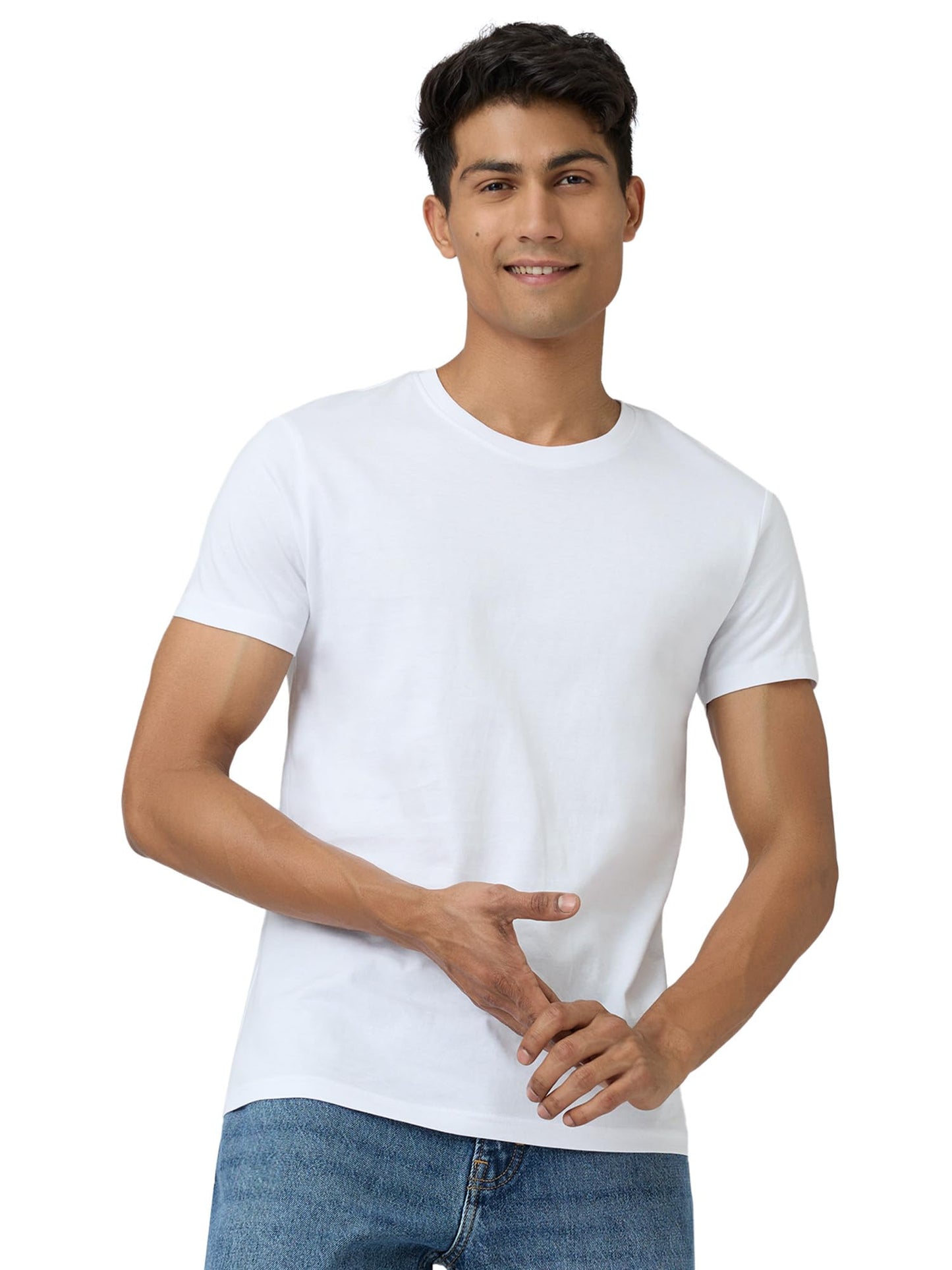 XYXX Mens Solid Regular Fit T-Shirt (XY_CR15_Tshirt_1_White