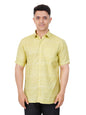 PRAKASAM COTTON Mens Self Design Cotton Half Sleeve Shirt for Mens/Formal Linen Cotton Shirt for Mens/Regular Fit Cotton Shirt f