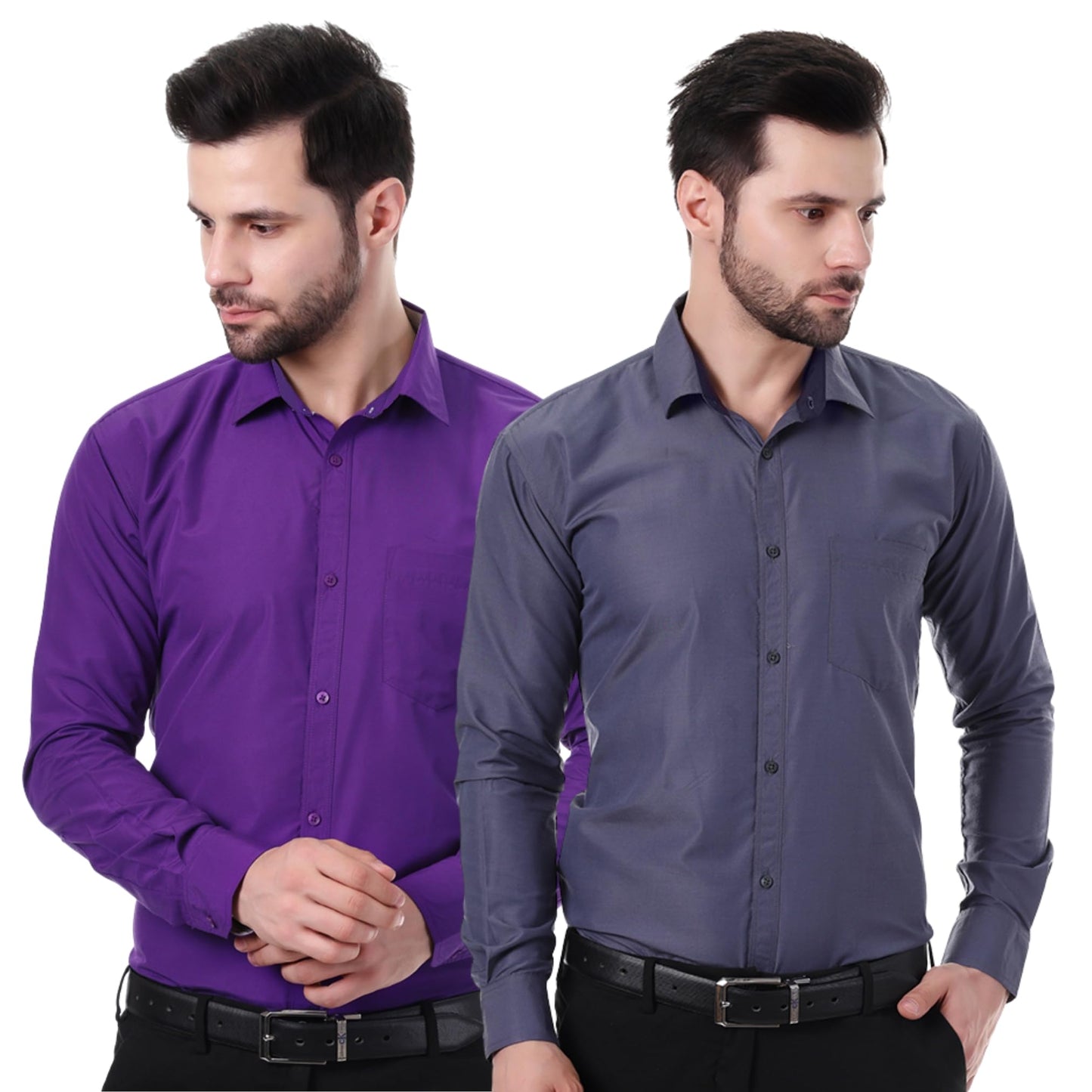 Xjarvis Austin MenS Cotton Blend Shirt |Slim Fit Formal Shirt With Pocket |Plain | Long Sleeve Spread Collar | Casual Wear Regu