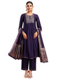 Sanisa Women's Silk Blend Sequins Embroidery Anarkali Kurta with Pant and Dupatta Set