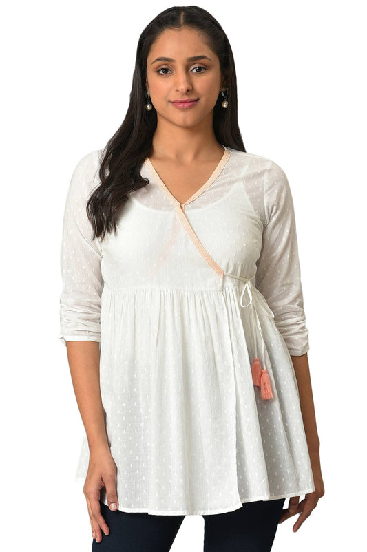 Aurelia Women White Angarakha Gathered Kurti