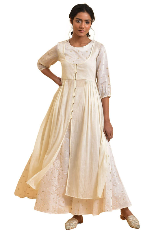 W for Woman Women's Polyester Floral Regular Kurta & Culotte