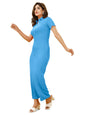 Oomph! WomenS Western & Fusion Wear Stretchable Ribbed Lycra Shirt Dress For Women, Bodycon, Blue - Md1015