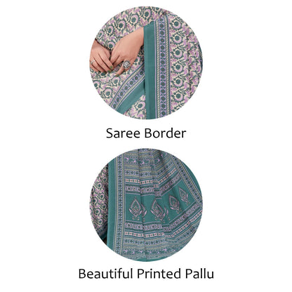 Vimla WomenS Multicolor Crepe Silk Uniform Saree With Blouse  Elegant Design For Various Professional Settings