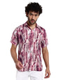 Greciilooks Geometric For Casual Stylish Printed Regular Fit | Men Formal Half Sleeve Shirt (Gl-Ms-6059_Pink