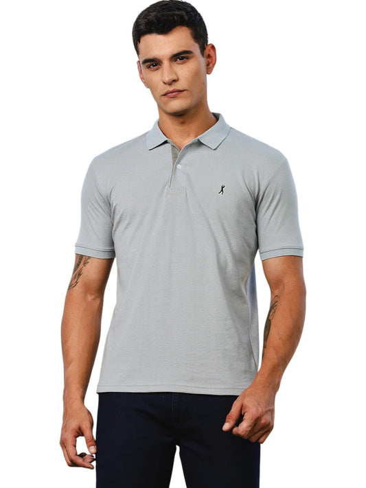 Thomas Scott Mens | Knitted | Cotton Polyester Blend | Ribbed Short Sleeve | Polo Collar | Button | Tshirt for Men (CCMPT04_Blu