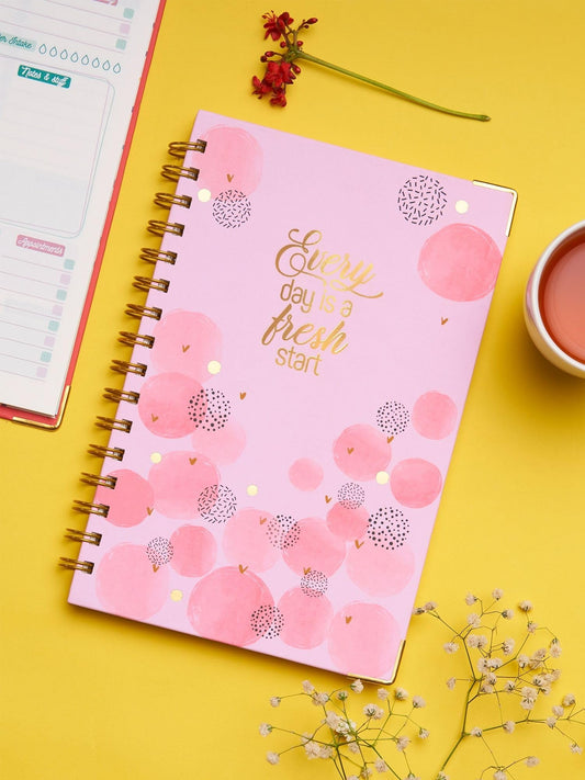 Doodle Undated Daily Planner I A5 I Hard Cover I Wiro Bound I192 Ruled Pages I 80 Gsm I Lay Flat Design I Metal Corners I Plan Y