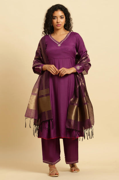 W For Woman WomenS Viscose Kurta, Parallel Pant & Dupatta (23Auws19526-220316_Royal Lilac