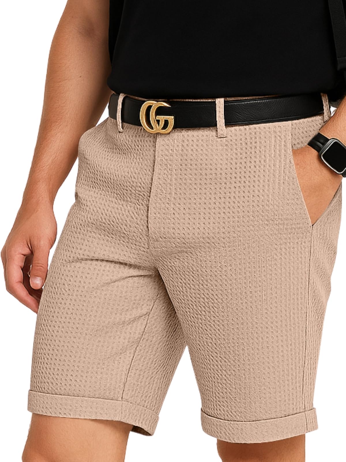 Greciilooks Casual Men Shorts | Rich Regular Fit Solid Short With Side Pockets | Relaxed Fit Half Pants | Mid Rise Waist Peach