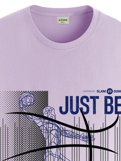 ADRO Men's Graphic Printed 100% Cotton T-Shirt - Regular Fit, Printed T-Shirts for Men (RN24-BCL-PU_Purple)