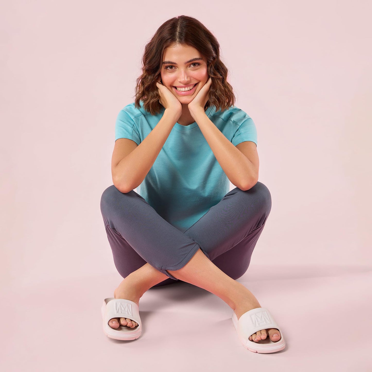 Enamor E048 Tapered Lounge Pants with Drawstring Details with Metal Ends