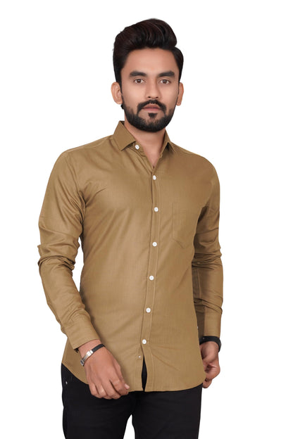 Besix Full Sleeve Beige Formal Shirt For Men Cotton Regular Fit Casual - Pure Premium Branded Shirts For Men Formal Stylish Slim