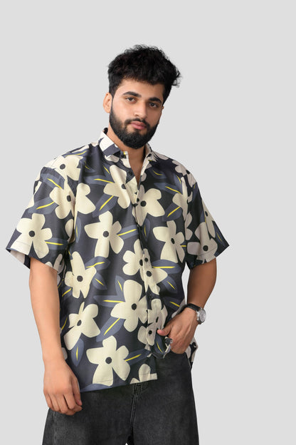 Brown Culture MenS Cotton Blend Floral Print Shirt With Spread Collared Half Sleeves Standard Length And Button Down Closure Ty
