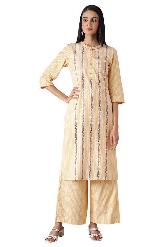Aurelia Orange Ethnic Festive Kurta And Palazzo Set
