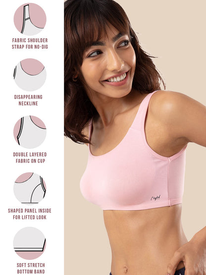 NYKD Soft Cup Easy Peasy Slip On Everyday Bra for Women, Wireless, Full Coverage, Support Shaper, Non Padded Sports Bra Bra, NYB