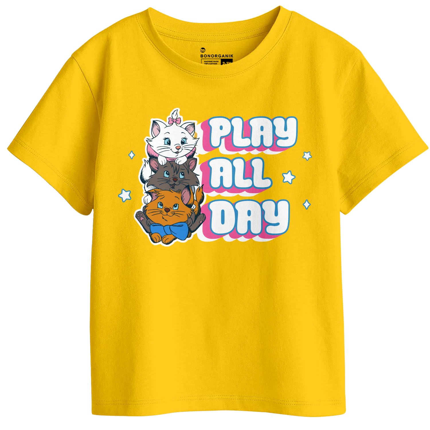 Bon Organik Girls Regular Fit T-Shirt (BON11428_Yellow