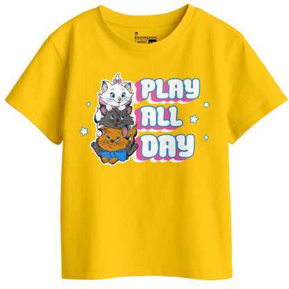 Bon Organik Girls Regular Fit T-Shirt (BON11428_Yellow