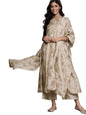 Libas Womens Printed Silk Blend A-Line Kurta With Palazzos And Dupatta