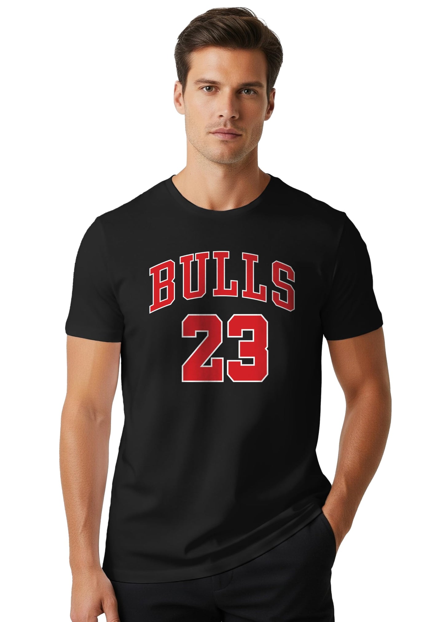 Peppyzone Mens Regular Fit T-Shirt (PZ-Bulls-133_Black
