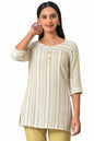 Aurelia Women's Rayon Regular Beige Yarn-Dyed Kurti