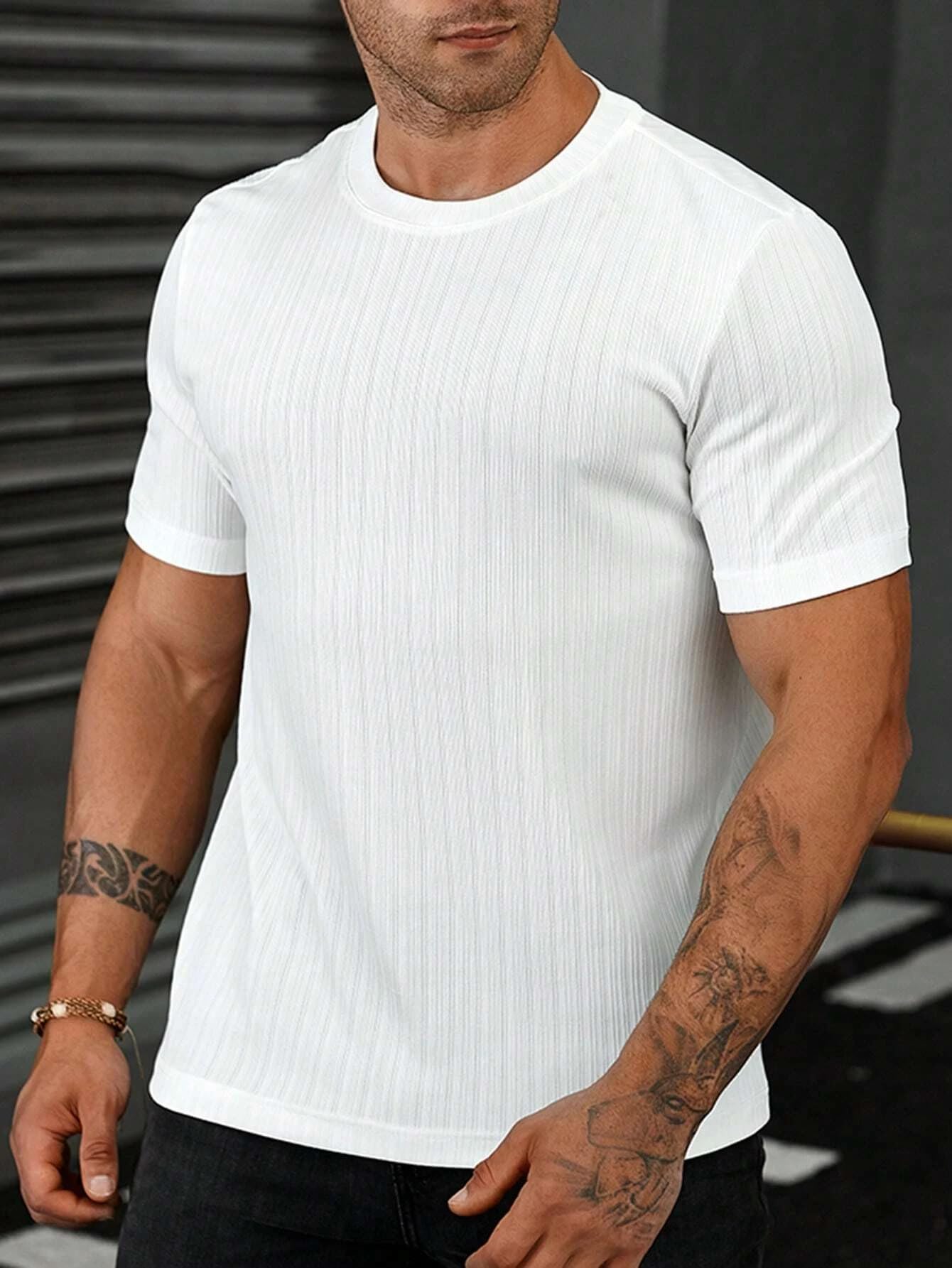 SMOWKLY Mens Solid Regular Fit T-Shirt (1279_White