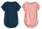 Fabricorn Combo Of Plain Airforce Blue V-Neck And Dusty Rose Round Neck Up And Down Cotton Tshirt For Women (Airforce Blue And D