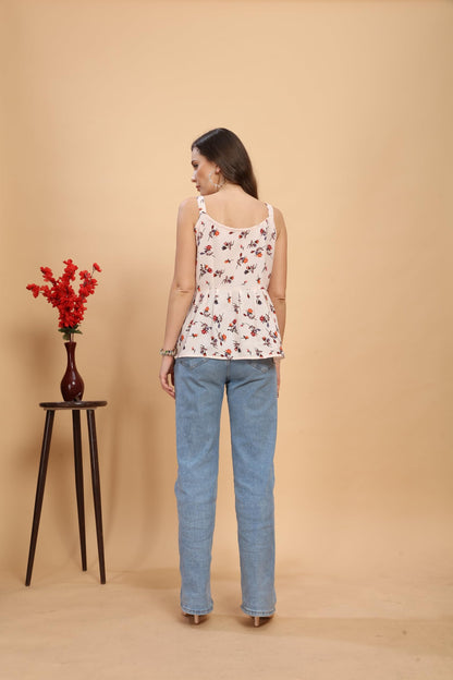 PATLANI Womens Rayon Sleeveless Printed top.
