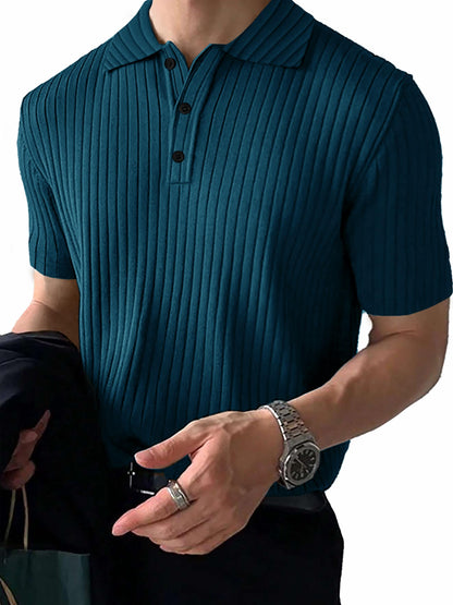 Noble Monk Relax Fit Polo Neck T-Shirt Teal Melange