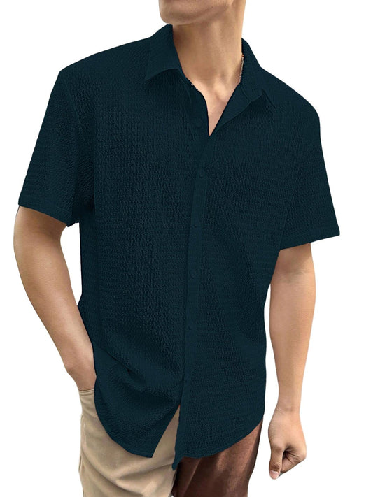 Greciilooks For Casual Stylish Polycotton Regular Formal Shirt Turquoise