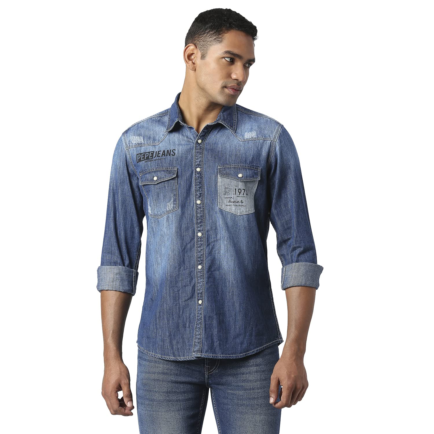 Pepe Jeans Speedo Ls Sr Brand Carrier Shirt, Dk Wash, L