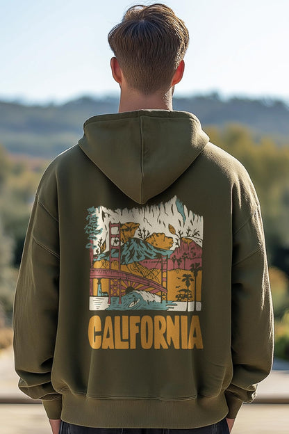 Nobero MenS Oversized Fit Cotton Neck Hooded Sweatshirt (1M-Twrh-C0737_Olive Green_3Xl)