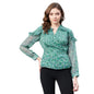 Rare Women Casual Green Colour V-Neck Floral Wrap Top