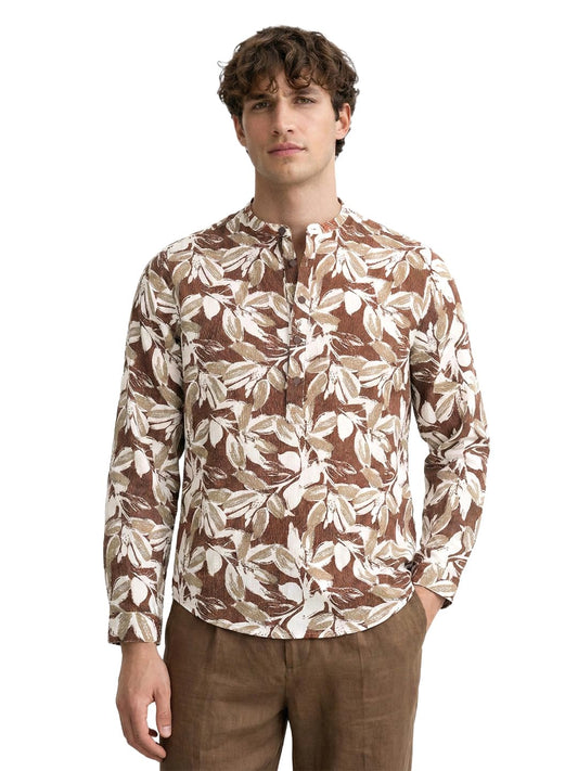 The Indian Garage Co Mens Regular Fit Printed Mandarin Collar Long Sleeves Resort Sweater