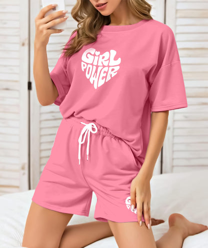 SHODOX Womens Cotton Blend Printed Tshirt and Shorts Co-ords Set (Pack of 1)