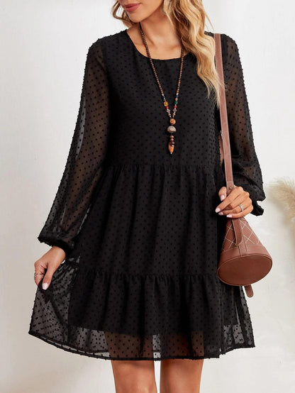 Tagas Women'S Georgette Fit And Flare Knee-Length Dress (Op-1000-Black)