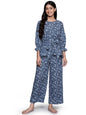 Libas Womens Printed Cotton Blend Night Suit Set For Women Blue
