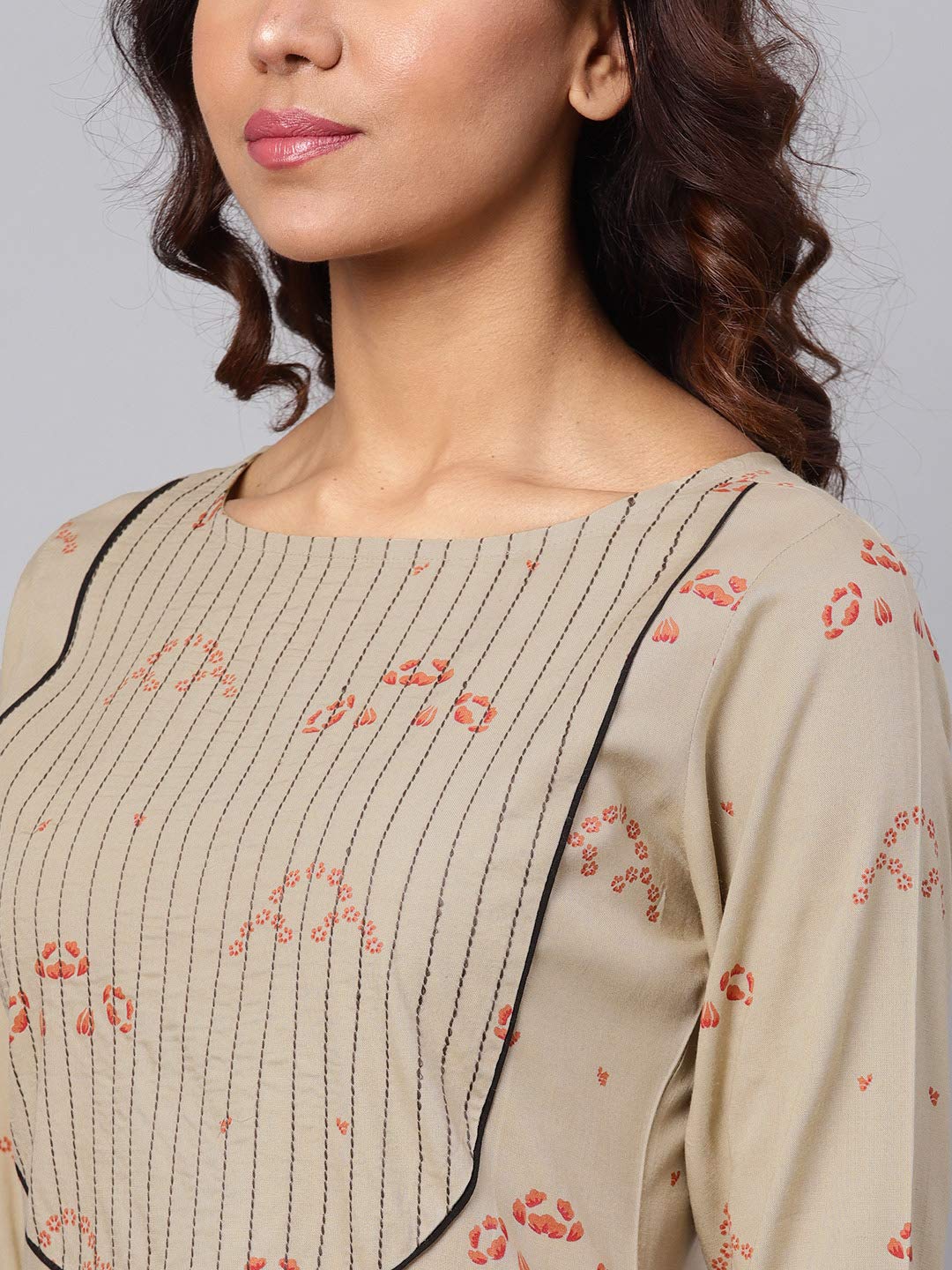 idaLia Women's Printed Rayon Kurta with Palazzo Pants