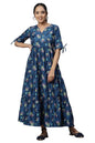 Aurelia Women Dark Blue Kuchai Silk Floral Printed Dress_22Aua13353-504142_S