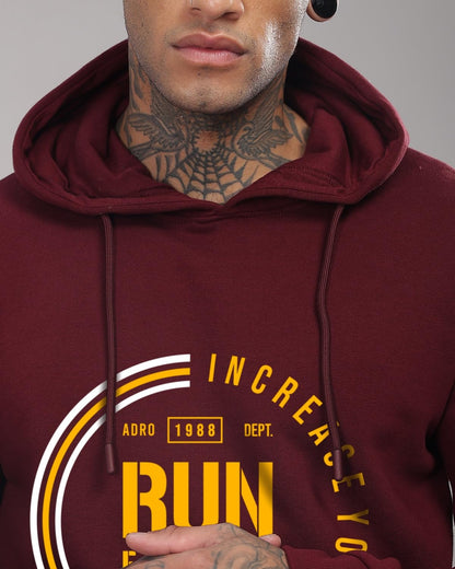 ADRO Men's Cotton Neck Hooded Sweatshirt (H24-FAST-MR_Maroon
