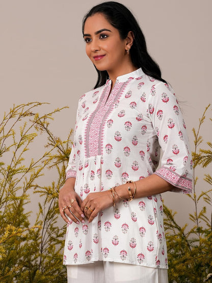 Libas WomenS Pure Cotton Printed Straight Kurtis (26867_White