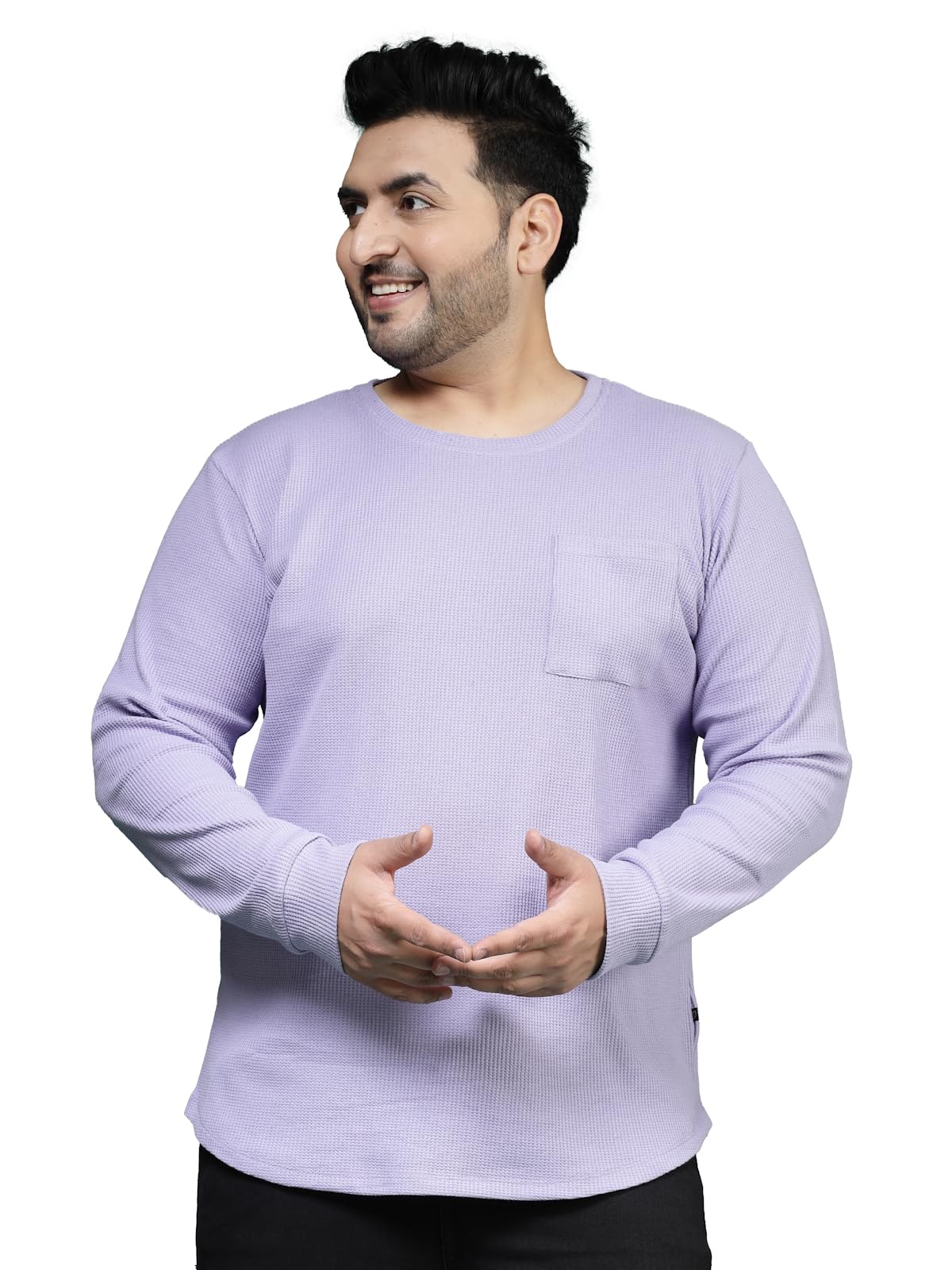 Rigo Plus Size T-Shirt for Men | Round Neck, Solid T-Shirt for Men | Full Sleeves Plus Size T-Shirt for Men | Casual Wear, Styli