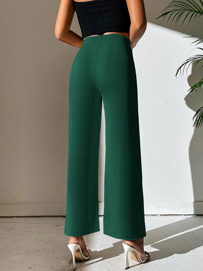 Shasmi Bottle Green Womens Dress Pants Stretchy Work Slacks Business Casual Office Bootcut Leg Elastic Waist Regular Fit Plazzo