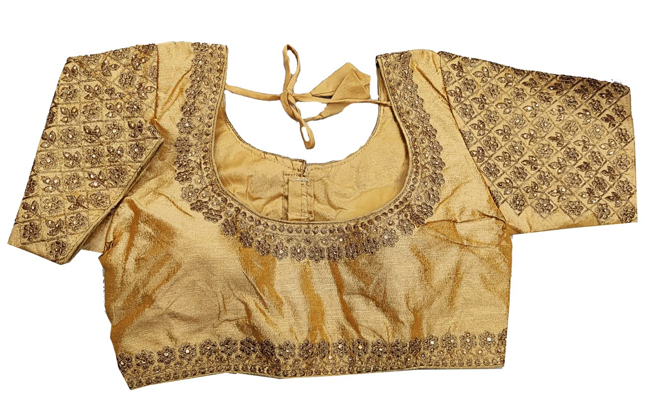 Vihu Fashion WomenS Heavy Embroidery Handwork Half Sleeves Readymade Blouse