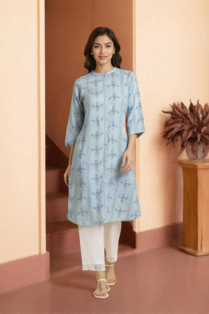W For Woman WomenS Viscose Regular Kurta (23Auw19916-121809_Cool Blue