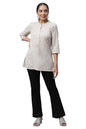 Aurelia Women'S Beige Checkered Yarn Dyed Pure Cotton Kurti_23Aua30404-704170_S