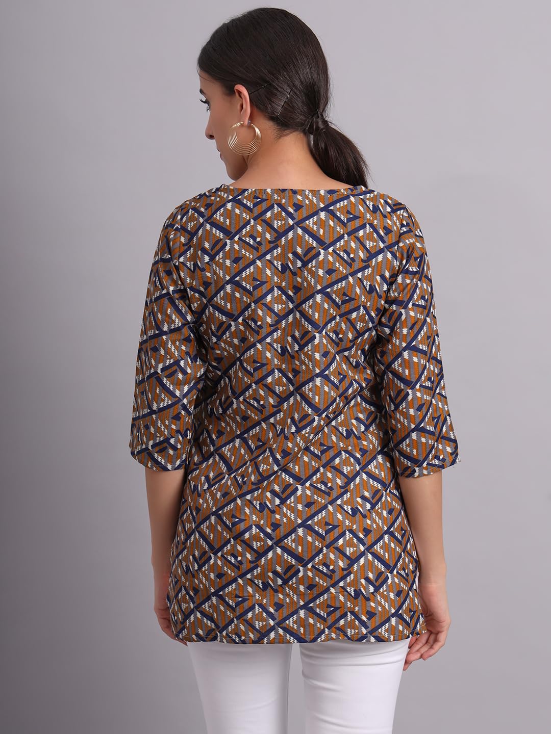 PATLANI Womens Cotton Printed Short Fullstitched Kurti/Kurtas. Grey