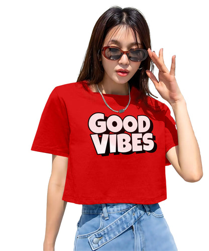 SHODOX 100% Cotton Crop top for Women - Printed Raglan Sleeve Stylish T-Shirt, Oversized fit Drop Shoulder Crop Top for Women