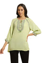 W For Woman Green Embroidered Tunic Top With Thread W For Womanork